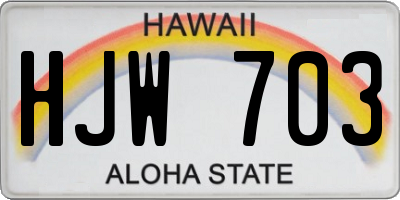 HI license plate HJW703