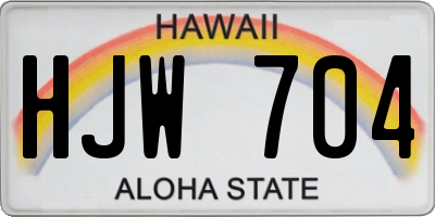 HI license plate HJW704