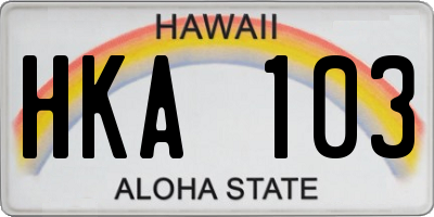 HI license plate HKA103