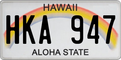 HI license plate HKA947