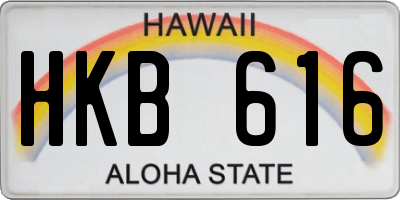 HI license plate HKB616