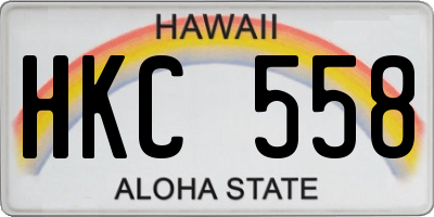 HI license plate HKC558