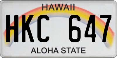 HI license plate HKC647