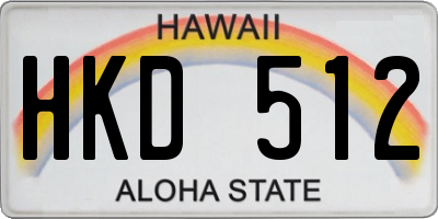 HI license plate HKD512