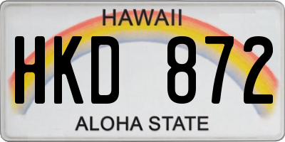 HI license plate HKD872