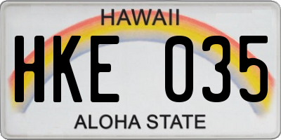 HI license plate HKE035