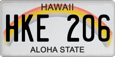 HI license plate HKE206