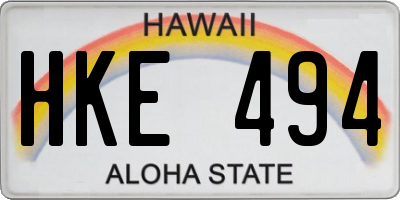 HI license plate HKE494