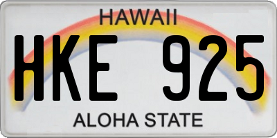 HI license plate HKE925
