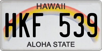 HI license plate HKF539