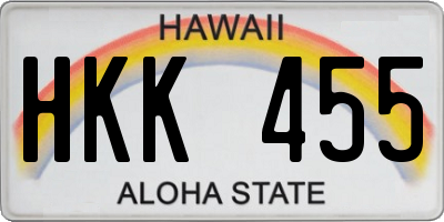 HI license plate HKK455
