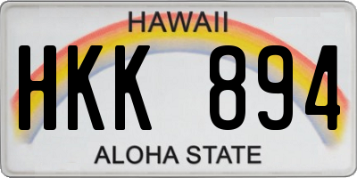 HI license plate HKK894