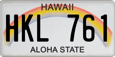 HI license plate HKL761