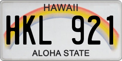 HI license plate HKL921