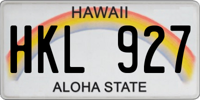 HI license plate HKL927