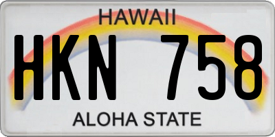 HI license plate HKN758