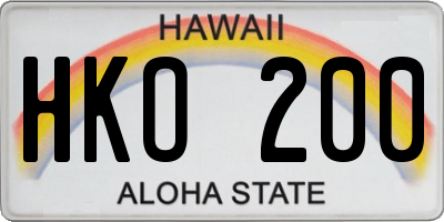 HI license plate HKO200