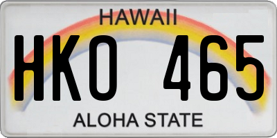 HI license plate HKO465