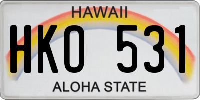 HI license plate HKO531
