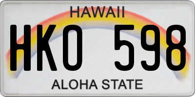 HI license plate HKO598