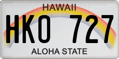HI license plate HKO727