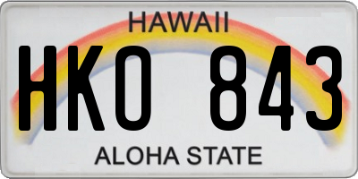 HI license plate HKO843