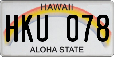 HI license plate HKU078
