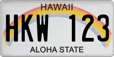 HI license plate HKW123