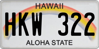 HI license plate HKW322