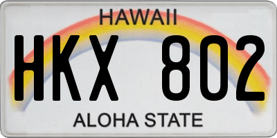HI license plate HKX802