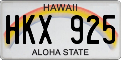 HI license plate HKX925