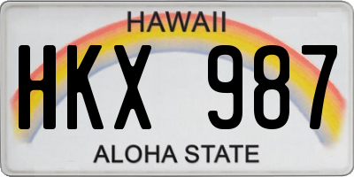 HI license plate HKX987