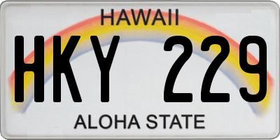 HI license plate HKY229