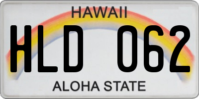 HI license plate HLD062