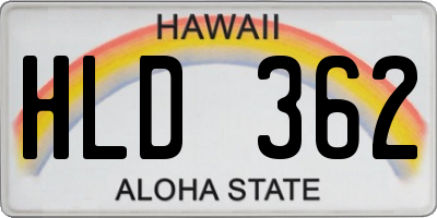 HI license plate HLD362
