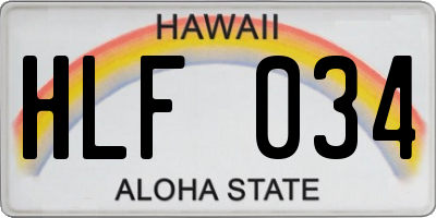HI license plate HLF034