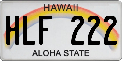 HI license plate HLF222