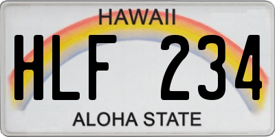 HI license plate HLF234
