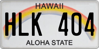 HI license plate HLK404
