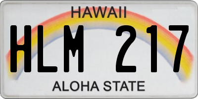 HI license plate HLM217