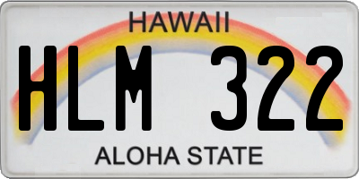 HI license plate HLM322