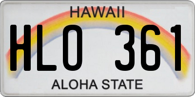 HI license plate HLO361
