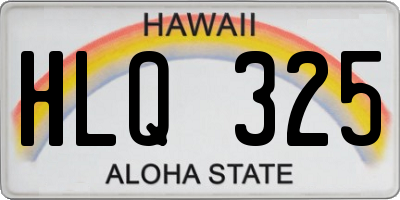 HI license plate HLQ325