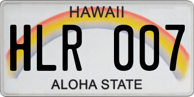 HI license plate HLR007