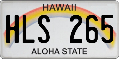 HI license plate HLS265