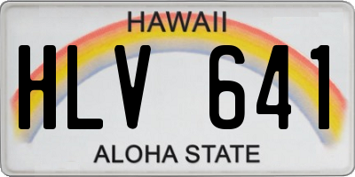 HI license plate HLV641