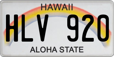 HI license plate HLV920