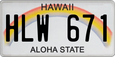 HI license plate HLW671