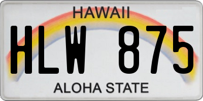 HI license plate HLW875
