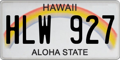 HI license plate HLW927